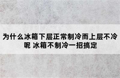 为什么冰箱下层正常制冷而上层不冷呢 冰箱不制冷一招搞定